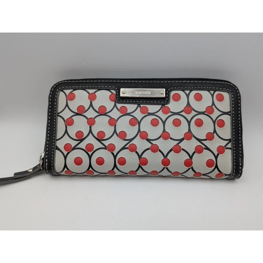 Nine West Red Grey Beige‎ Organizer/Checkbook Zuri SLG Wallet